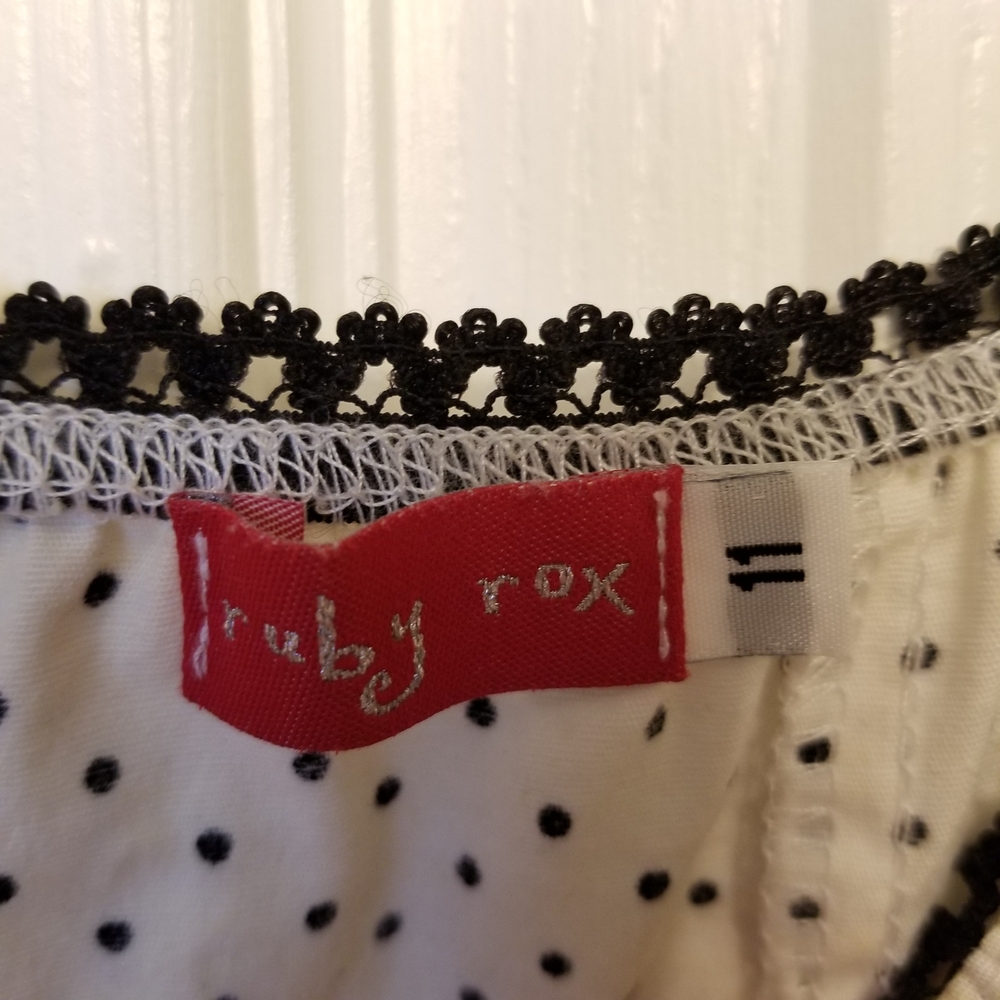 Ruby Rox Ivory Polka Dot Dress with Black Sash - Picture 5 of 7